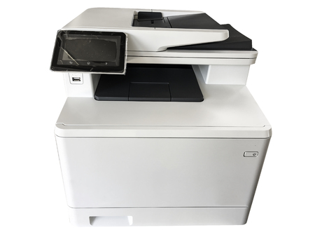 Digital printer machine on white background, Office intrument, Fax sender and reciever machine,...