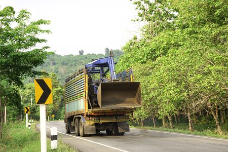 Landscape nature along the road around with green tree, Concrete road on the mountain with green...