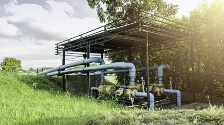 Water pump station and pipeline for the village, Water supply systemの写真素材
