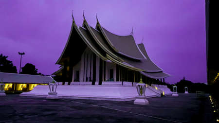 The beautiful temple of Wat Dhammayan in night scene, Phetchabun Province, Thailand