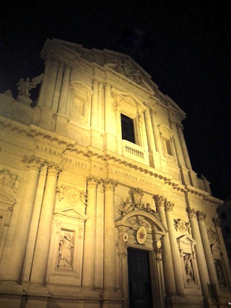 A night view of a cathedral of Rome, Italyの写真素材