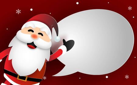 Paper art of Santa Claus with bubble speech for say something, Craft style, Merry Christmas and Happy New Yearのイラスト素材