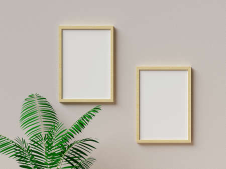 Realistic of photo frame mockup, 3d illustrationの写真素材