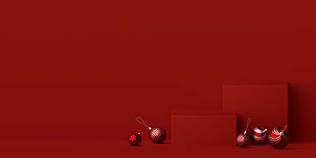 Geometric podium with Christmas ball for product advertisement, 3d illustrationの写真素材