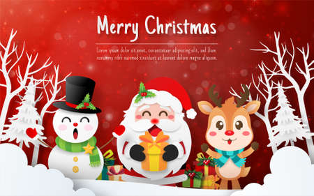 Santa Claus and friend on Christmas postcardのイラスト素材