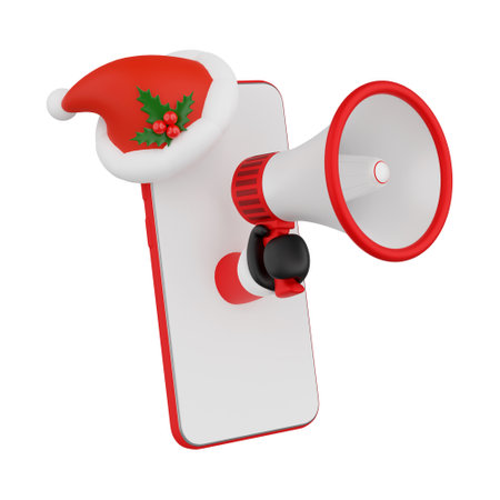 Santa Claus with smartphone isolated with path 3d renderの写真素材