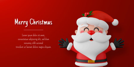 Christmas postcard banner of Santa Claus on red backgroundのイラスト素材
