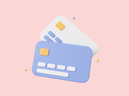 3d cartoon design illustration of Credit cards on pink background, Payments by credit card.の写真素材