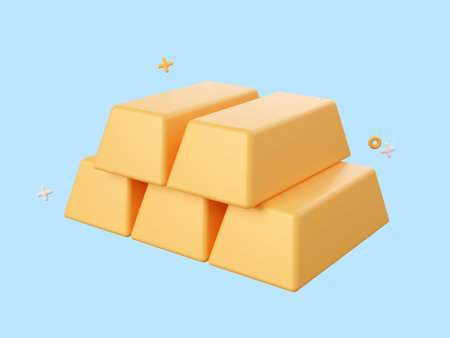 3d cartoon design illustration of Gold bar icon isolated, Investment and money savings concept.の写真素材
