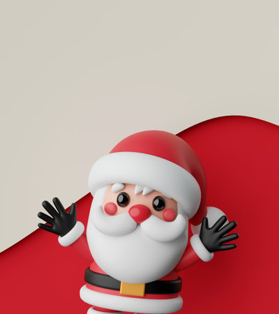 Postcard Christmas theme with Santa Claus, 3d illustrationの写真素材