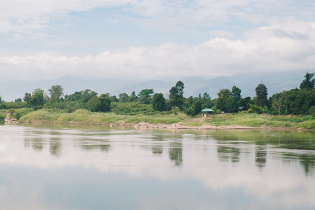 Natural scene Reflection at Mekong River, Nong Khai, Thailand.の写真素材