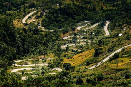 Road curve to Phu Tub Berk Mountain, Petchabun, Thailandの写真素材