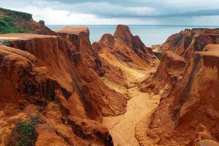 Sea cliffs of Morro Branco. Fortaleza, Brazilの写真素材
