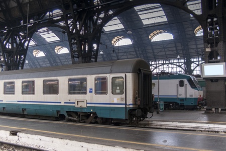 Train in Milan central Railways station (Italy)