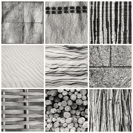 Collection of different textures in black and whiteの写真素材