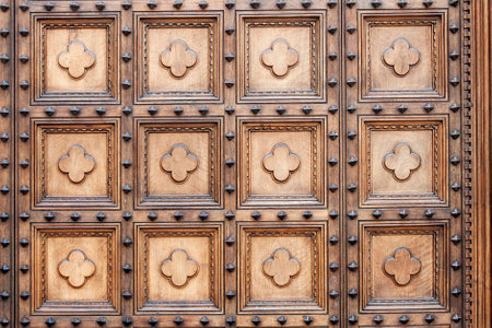 Detail of old wooden doorの写真素材
