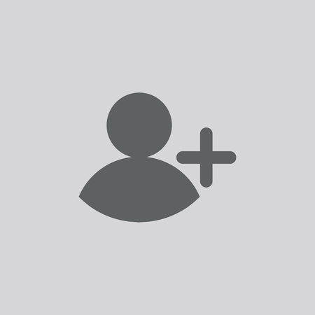 add user icon. add person. add friend. add people vector illustration sign icon isolated on grey backgroundのイラスト素材