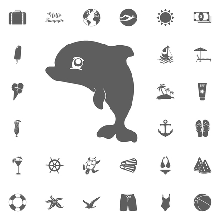 dolphin vector icon.dolphin.vector illustration. Hello summer icon. Beach icon set. travel icons set.のイラスト素材