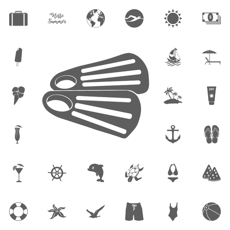 Diving flippers icon. Hello summer icon. Beach icon set. travel icons set. Vacation. Holiday setのイラスト素材