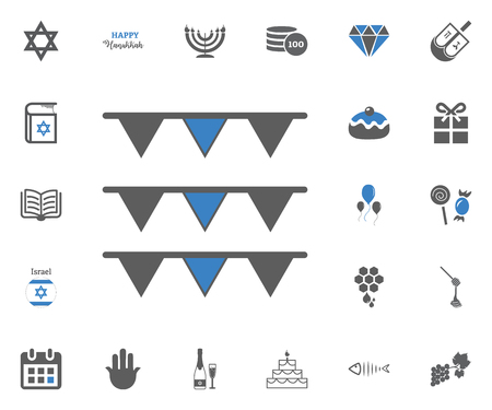 Jewish Holiday Hanukkah icons set. Vector illustration setのイラスト素材