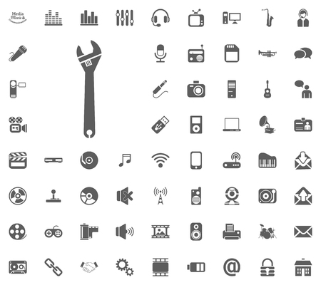 Wrench icon. Media, Music and Communication vector illustration icon set. Set of universal icons. Set of 64 icons.のイラスト素材