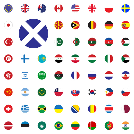 Iceland round flag icon. Round World Flags Vector illustration Icons Setのイラスト素材