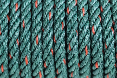 Green nylon rope close-up