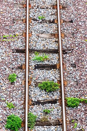 Railway tracks with wooden sleepersの写真素材
