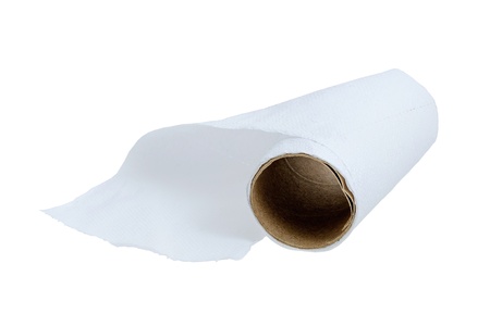 Toilet paper little leftover isolated on white background 