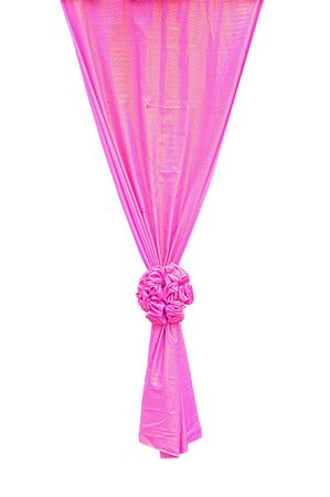 Pink fabric ribbon for ceremony isolated on white with clipping pathの写真素材