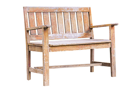 Old wooden bench isolated on white 