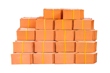 Pile of roofing tiles isolated on white 