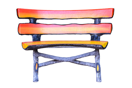 Bench made from concrete made ââto resemble wood,with clipping path の写真素材