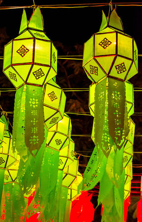 Lanterns decoration during Loy Krathong festival at Chiang Mai Thailand.の写真素材