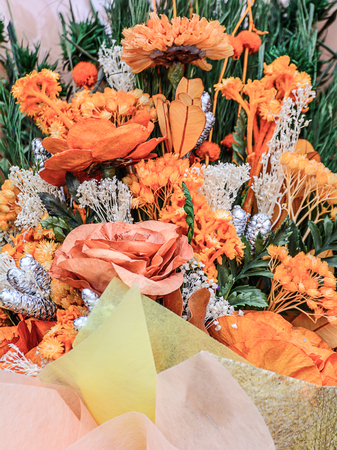 Bouquet of beautiful dry flowers, flowers arrangement.の写真素材