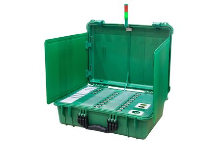 Voting Machine isolated on white work with path.の写真素材