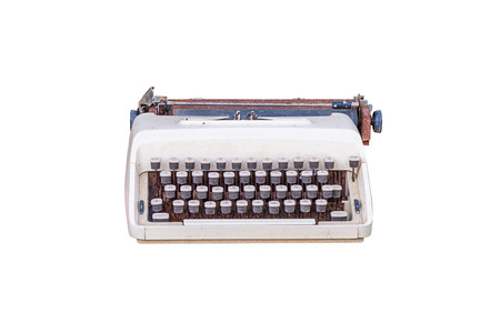 Old typewriter isolated on white, work with path.の写真素材