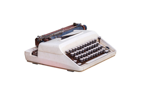 Old typewriter isolated on white, work with path.の写真素材