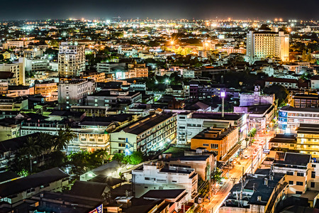 Chiang mai downtown cityscape night view, Thailand.の写真素材