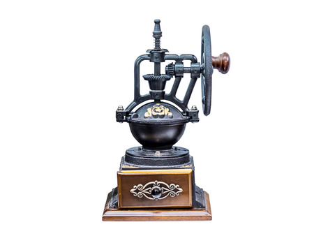 Vintage coffee grinder isolated on a white background, Work with clipping path.の写真素材