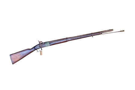 Old hunting rifle on white background