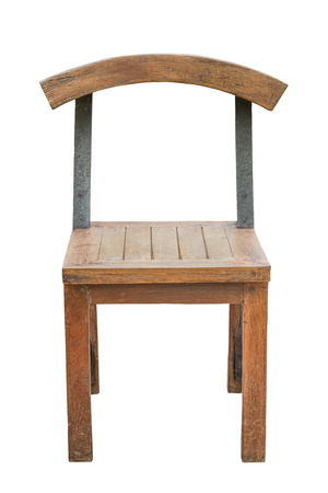 Wooden chair isolated on white background with clipping pathの写真素材