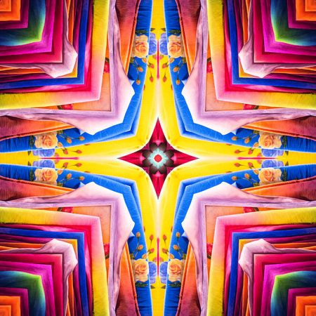 Abstract kaleidoscope or endless pattern made from fabric for background used.