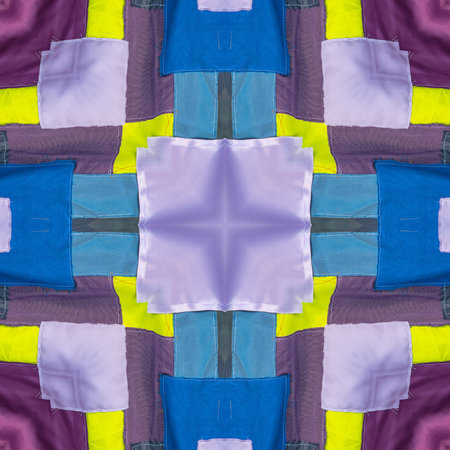 Abstract kaleidoscope or endless pattern made from fabric for background used.の写真素材