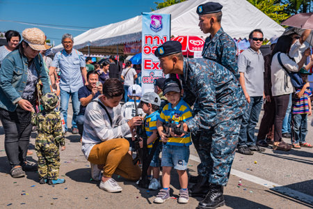 CHIANG MAI, THAILAND - JANUARY 14: Military show at Wing41 Airbase on Thai Children's Day on January 14, 2017 in Chiang mai, Thailand.のeditorial素材