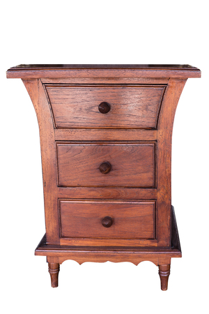 Wooden drawers cabinet isolated on white background, work with clipping path.の写真素材