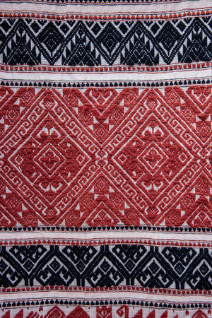 Closeup vintage cotton fabric texture background, Thai style