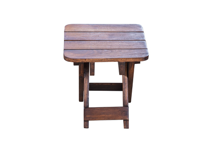 Woodenl folding chair isolated on white background, work clipping path.の写真素材