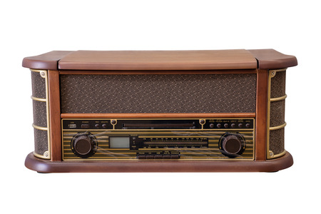 Old retro radio isolated on white background, work with clipping path.の写真素材