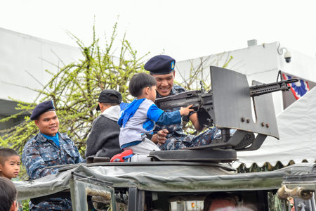 CHIANG MAI, THAILAND - JANUARY 13; 2018 : Military show at Wing 41 Airbase on Thai Children's Day in...